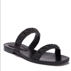 Stuart Weitzman Black Rosita Dual Strap Sandal